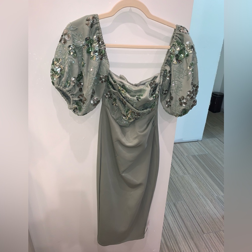 00P asos sage green formal dress